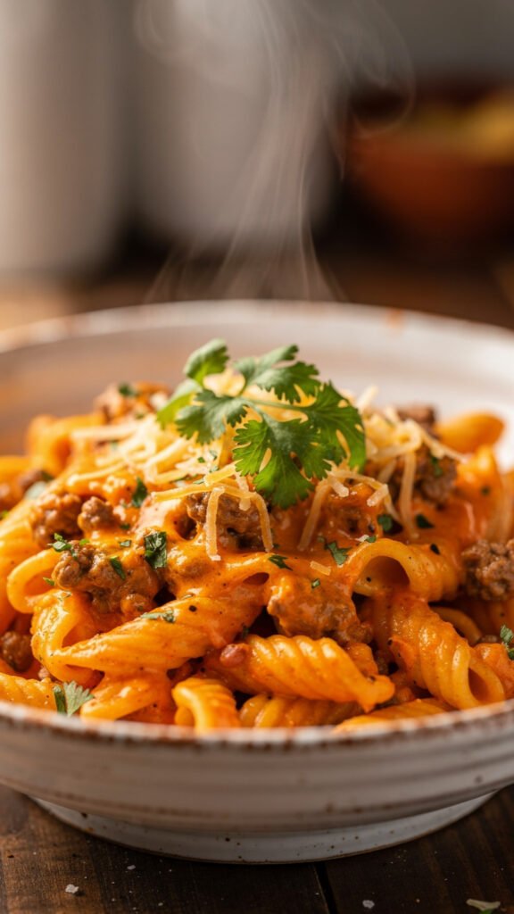 One Pot Cheesy Taco Pasta