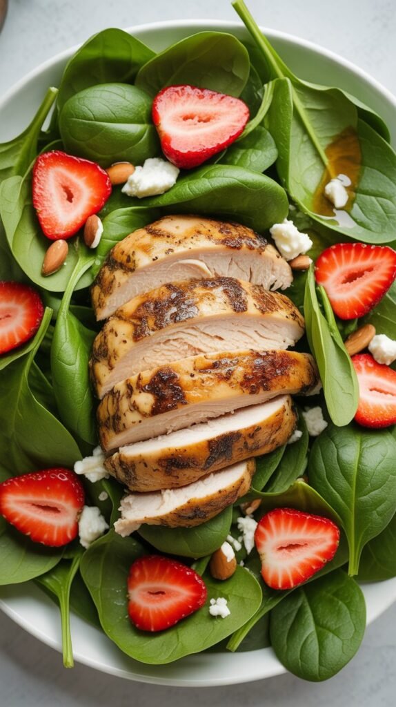 Spinach Strawberry Salad with Chicken
